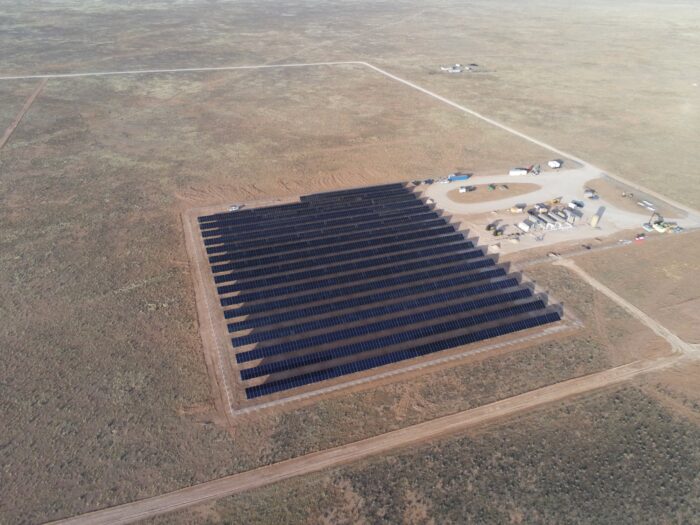 Desert Mountain Energy Project site solar array from arial perspective